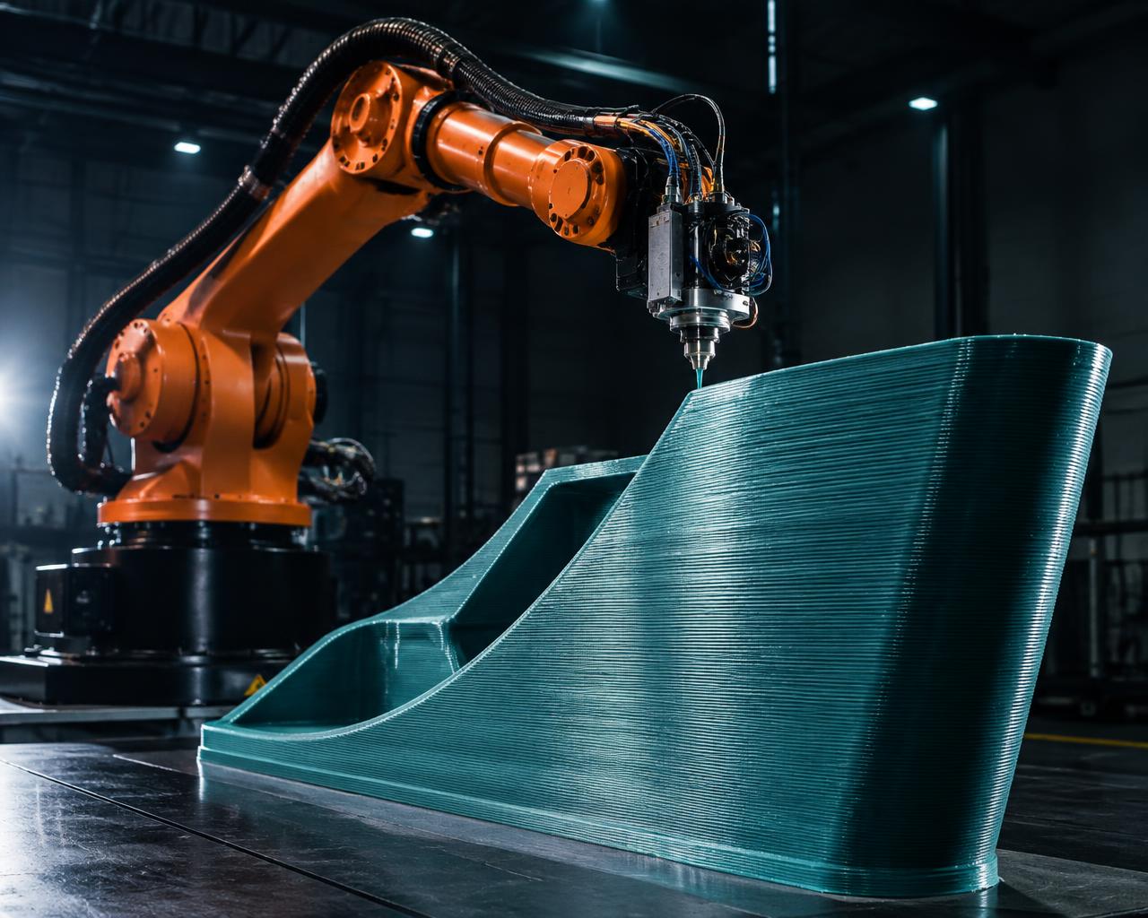 Industrieroboter beim großformatigen 3D-Druck